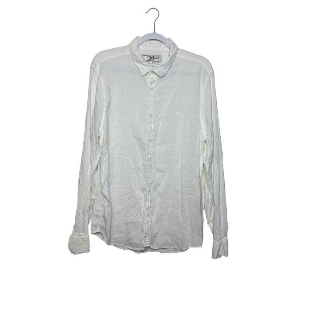 Chevignon Togs Unlimited Button Up Shirt Men's XL White Linen‎ Blend Casual